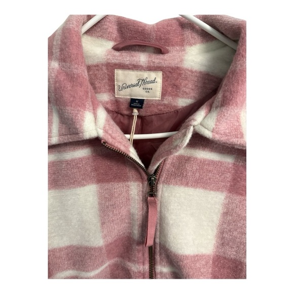 Universal Thread Plaid Bomber Jacket in Pink and Cream - Picture 2 of 3